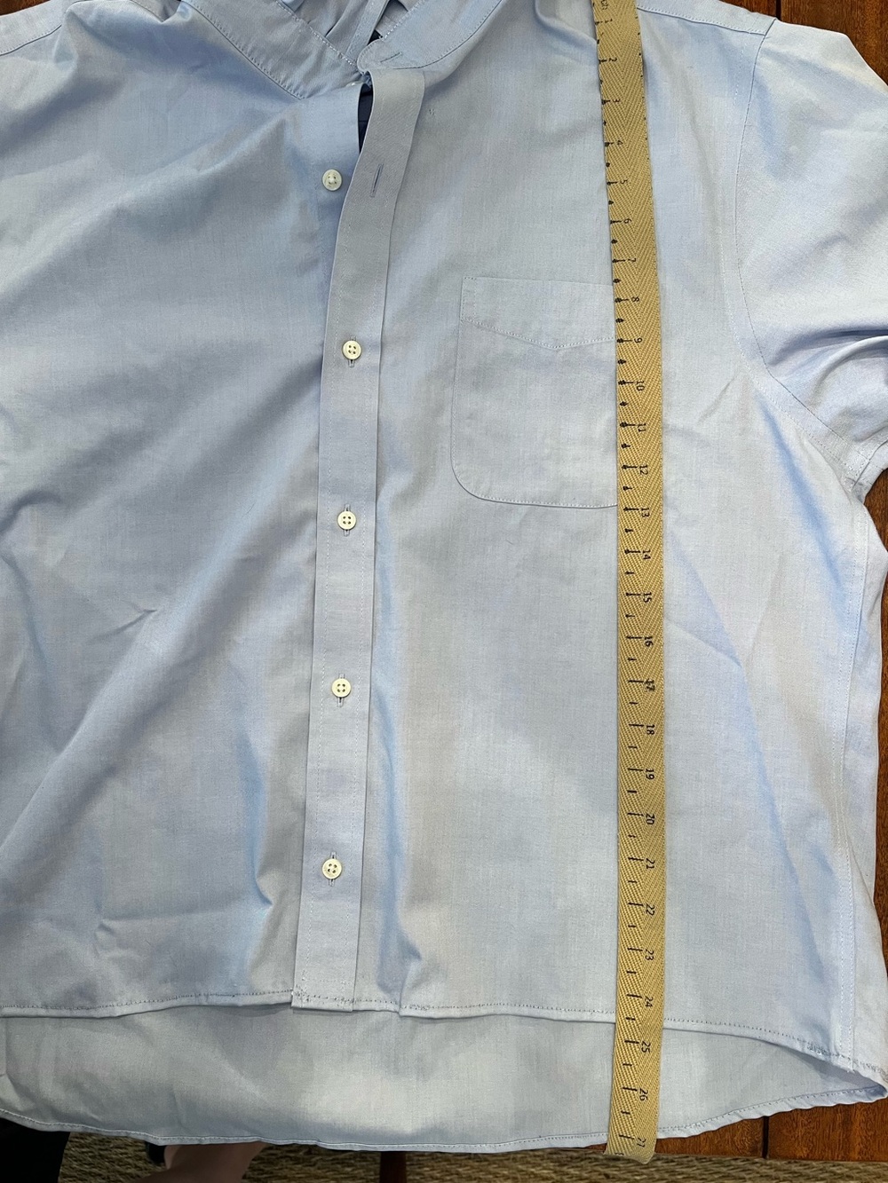 Upcycled Lands' End Men's Light Blue Oxford Button-Up Shirt - Picture 4 of 6